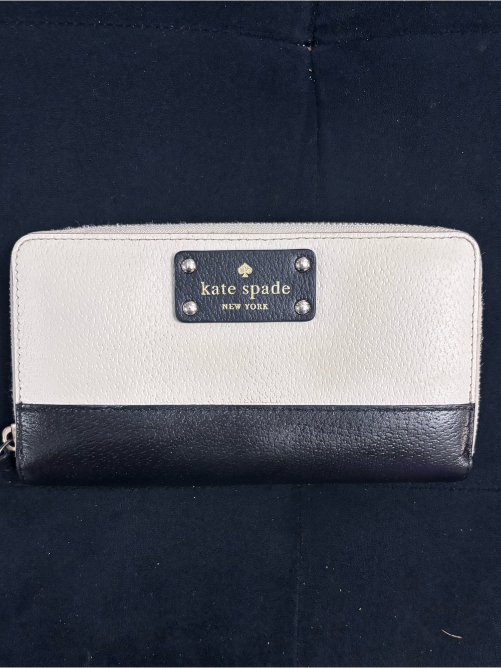 kate spade Cream and Black Zip-Around Wallet